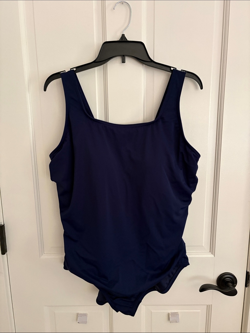 Lands' End Size 20W Fully Lined Tugless Tank Low Leg Swimsuit Dark  Navy